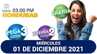 Sorteo 03 PM Loto Honduras, La Diaria, Pega 3, Premia 2, MIÉRCOLES 01 de diciembre 2021 |✅🥇🔥💰