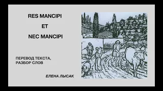 Res mancipi et nec mancipi. Вещи манципируемые и неманципируемые