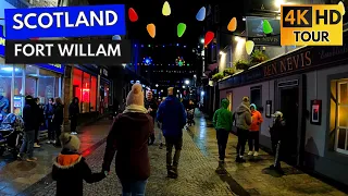 Scotland Tour 4K | Virtual Walking Tours Free | Fort William Christmas Lights Switchon | Scotland 4K