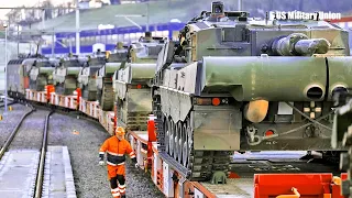 Dozens of British Challenger 2 tanks for Ukraine transported by 2 trains arrive in Germany