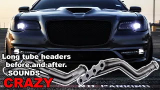 Chrysler 300 5.7 BBK Long tube header install, before and after sound test with wide body scat pack.