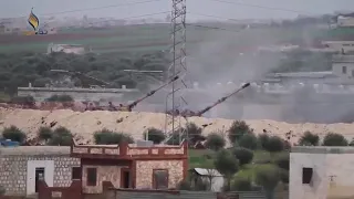 Turkish T-155 Firtina self-propelled gun mounts fire at the Syrian military in Idlib province