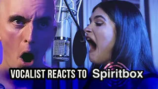 Vocalist Phil Freeman of @SmallTownTitans reacts to Courtney LaPlante of @SpiritboxOfficial