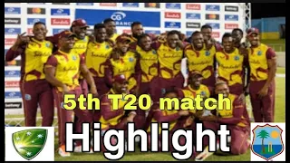 West Indies vs Australia 5th T20 full match highlight | WI v aus t20 match highlight | wi v aus t20