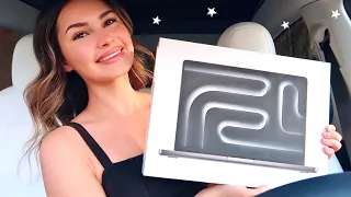 unboxing an m3 macbook pro in my tesla *space black* 💻🖤