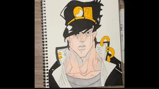 How to Draw Jotaro Kujo |JoJo's Bizarre Adventure sketch for beginners with color 🎨