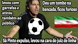 Vergonha-Sá Pinto expulso,leva no nariz do juiz de linha,dá um tombo,e atira garrafas aos adeptos.