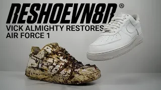 Vick Almighty Restores SUPER TRASHED White #Nike #AIRFORCE1 With #Reshoevn8r