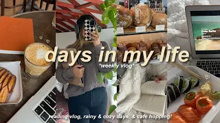 VLOG☕️: cozy & rainy days, cafe hopping, reading vlog, crying to a book at 2am, & treating myself!