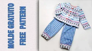 Pijama em Soft  -  18 meses a 6 anos  #moldegratuito#gratidão#donafada