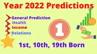 Year 2022 prediction for No 1 born on 1st/10th/19th/28th| Income| Health| Wealth| Investment