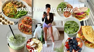 vlog: WHAT I EAT IN A DAY | high protein, healthy meals, snacking + workout routine