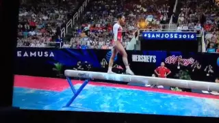 Gabby Douglas's performance on the balance beam at the Olym