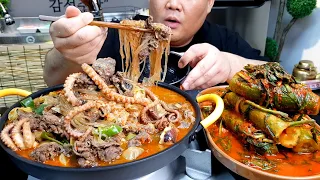 이게 불낙이야? 불고기낙지전골+오이소박이+볶음밥 MUKBANG