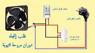 قلب اتجاه دوران مروحة العادم بواسطة مفتاح مزدوج و مكثف