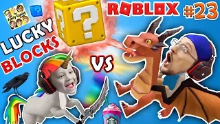 ROBLOX LUCKY BLOCKS BATTLE! UNICORNS & FRAPPUCCINO, WHERE MY DRAGON GO? (FGTEEV #23 Minecraft Game)