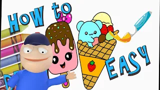 How to Draw an Ice Cream Popsicle and an Ice Cream Waffle Cone Easy