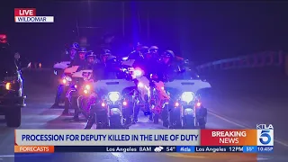 Procession commences for Riverside County Sheriff deputy shot and killed in the line of duty