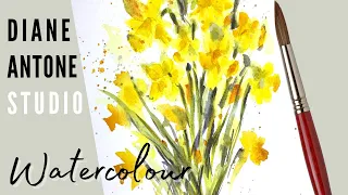 How to Paint a Loose Bunch of Daffodils - Impressionistic Watercolor Painting Tutorial Step by Step