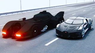 Bugatti La Voiture Noire vs Batmobile 1989 - Drag Race 20 KM