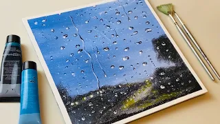 Rainy Window Painting / Acrylic Painting for Beginners / Step by Step -137
