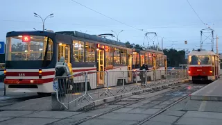 The final 28,29,35,8 trams on the subway Lesnaya.Kiev/Конечная 28,29,35,8 трамваев,метро Лесная,Киев