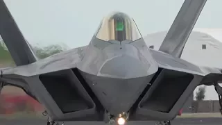 F-22 Raptor dynamic thrust vectoring display at RIAT 2017