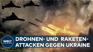 PUTINS KRIEG: Sirenen heulen in der Ukraine - russische Drohnen- und Raketen-Offensive in der Luft