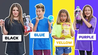 Last to STOP Eating Their COLOR Food WINS $10,000 Challenge *BAD IDEA* 🖤💙💛💜| Piper Rockelle