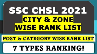 SSC CHSL 2021 CITY & ZONE WISE RANK LIST | POST & CATEGORY WISE RANK LIST - KNOW YOUR JOB LOCATION