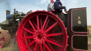 Huge Tractor: Road Locomotive pulling 44 bottom John Deere plow (new record)