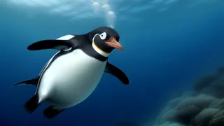 penguin is collecting pearls underwater