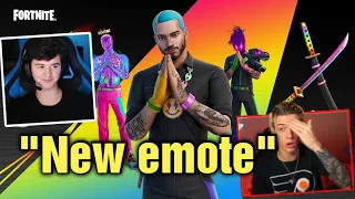 STREAMERS REACT TO *NEW* J BALVIN BUNDLE AND "IN DA PARTY" EMOTE IN THE FORTNITE ITEM SHOP!