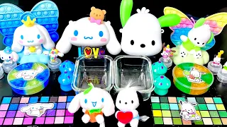 [ASMR]Mixing "Cinnamoroll vs Pochacco" Eyeshadow,Glitters Into Clear Slime satisfying 시나모롤&포차코(466)