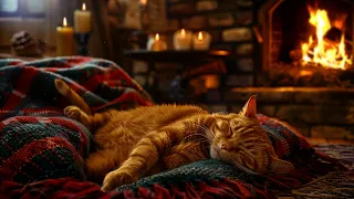 Deep Sleep with Purring Cat and Crackling Fireplace (12 HOURS)🔥