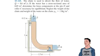 Dynamics 15-115| The chute is used to divert the flow of water, Q = 0.6 m3/s.