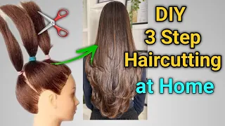 3 Step Hair Cut By Myself | DIY haircut at your home| layer cut