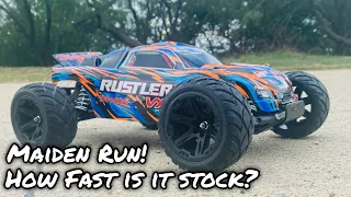 Traxxas | Rustler vxl | Maiden Run | and Stock speed run! |