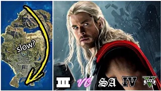 How Long does THOR take to Fly Across GTA MAPS | GOD OF THUNDER in GTA GAMES