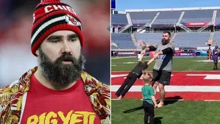 Girl Dad’ Jason Kelce Gets Playful with His Daughters at NFL Pro Bowl Practice in Cute Videos