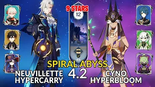 New 4.2 Spiral Abyss│Neuvillette Hypercarry & Cyno Hyperbloom | Floor 12 - 9 Stars | Genshin Impact