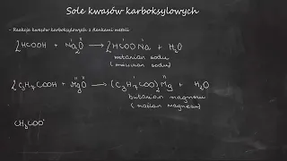 Sole kwasów karboksylowych. Reakcje z metalami, tlenkami metali oraz z wodorotlenkami metali.