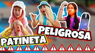 PATINETA PELIGROSA😨/MIA SE CAE DE LA PATINETA😭/ #franchescaysusamigos