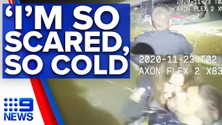 Dramatic river rescue captured on police bodycam in Ohio | 9News Australia