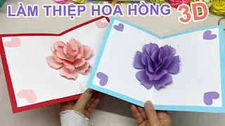 Làm thiệp Hoa Hồng 3D độc lạ | DIY 3D Pop Up Card | Liam Channel