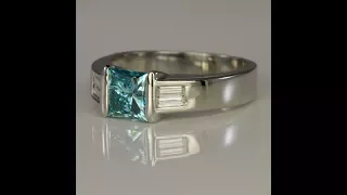 Blue Diamond Ring 1.20 Carat Princess Cut