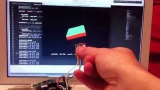 6 DOF IMU (3 axis accelerometer, 3 axis gyroscope), Arduino, OpenGL, Python, complementary filter