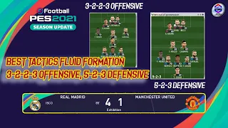 PES 2021 | Best Tactics Fluid Formation 3-2-2-3 Offensive, 5-2-3 Defensive
