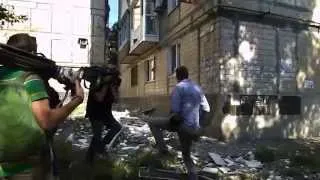 29-07-2014. Donetsk on fire. Обстрел Донецка в районе Маяка. Дом на ул.Тренева