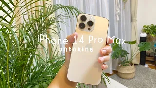 iPhone 14 Pro Max Gold  unboxing & set up 📱✨| spigen ultra hybrid magsafe case | camera test